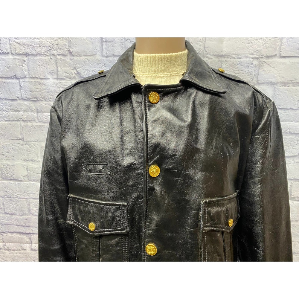 Wisconsin Police motorcycle biker black leather jacket size 48.